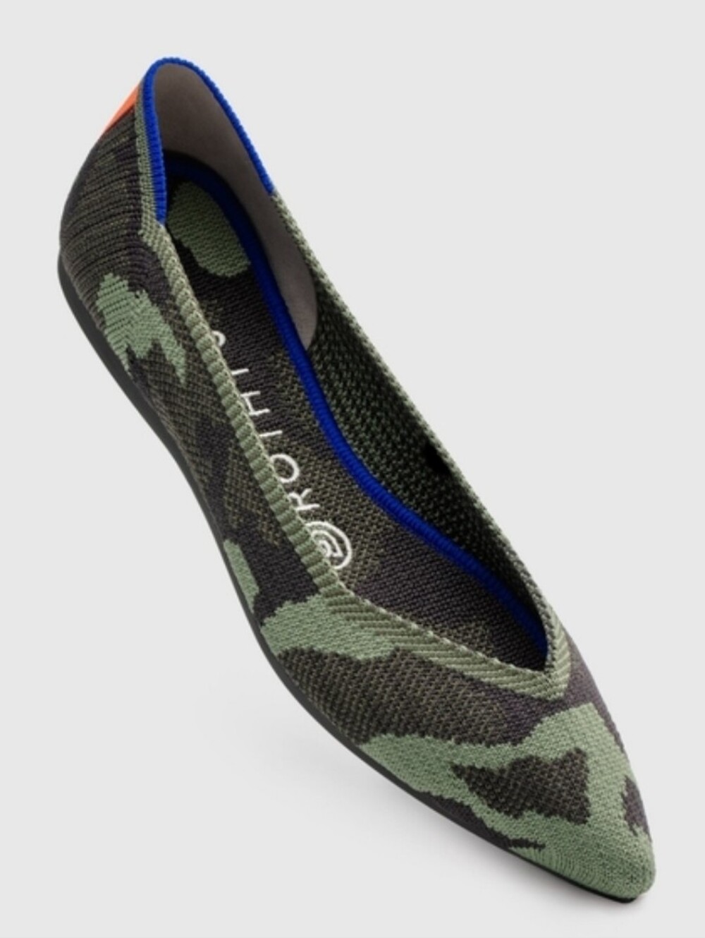 Rothy's "The Point" Knit Flat Olive Green Camo | Women's Size 10